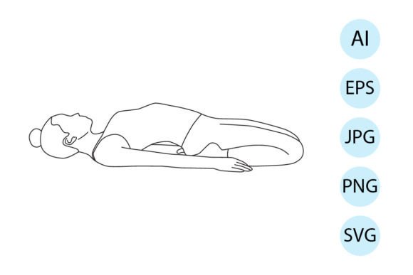 Line Art of Yoga in Reclining Hero Pose